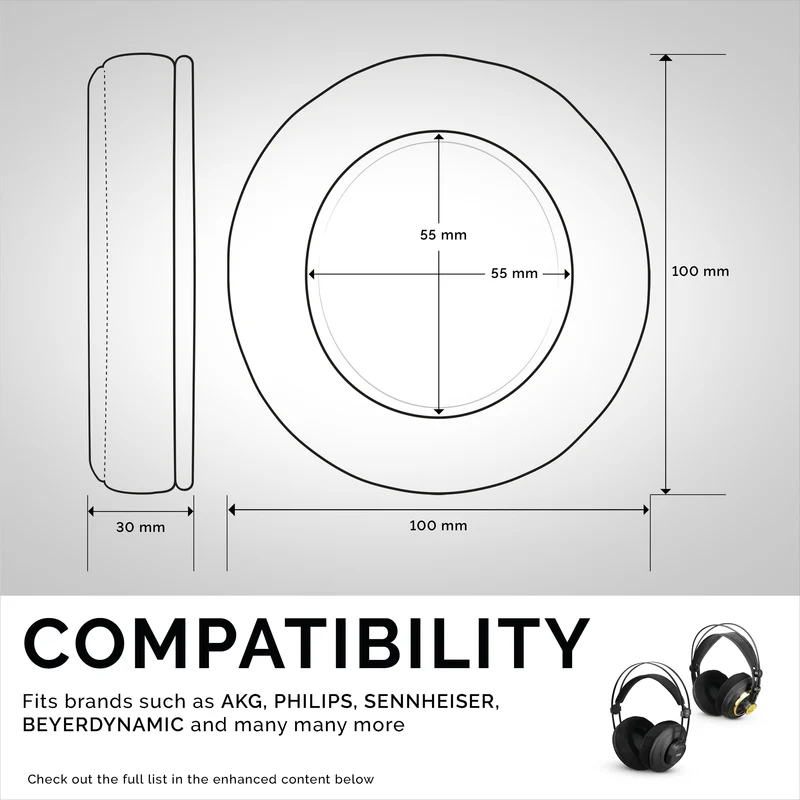 Kopfhörer Memory Foam Earpads - Rund - Velours