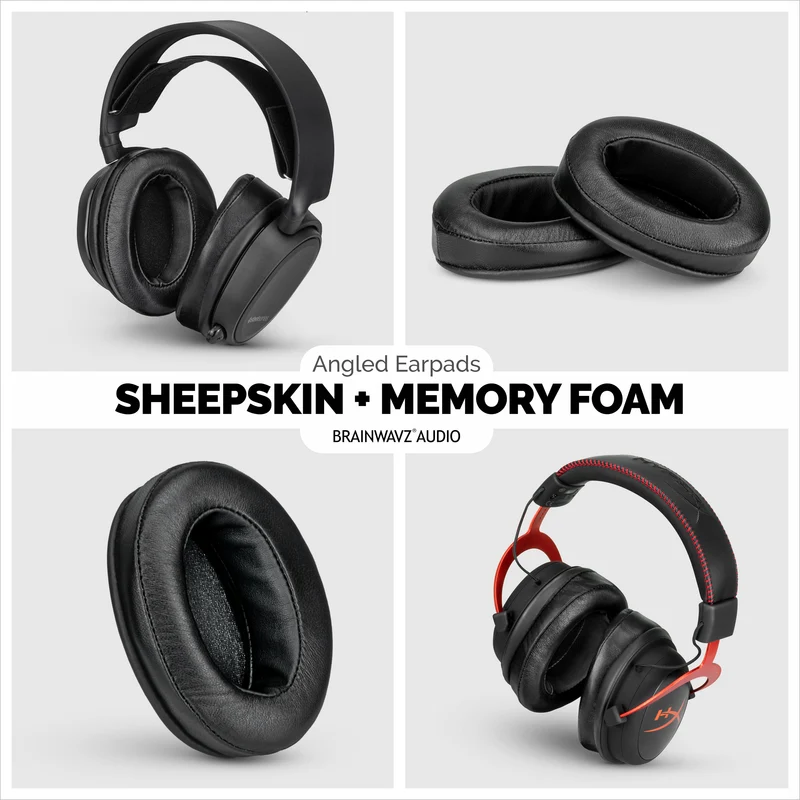 Abgewinkelte ovale Kopfhörer-Memory-Foam-Ohrpolster aus Schaffellleder