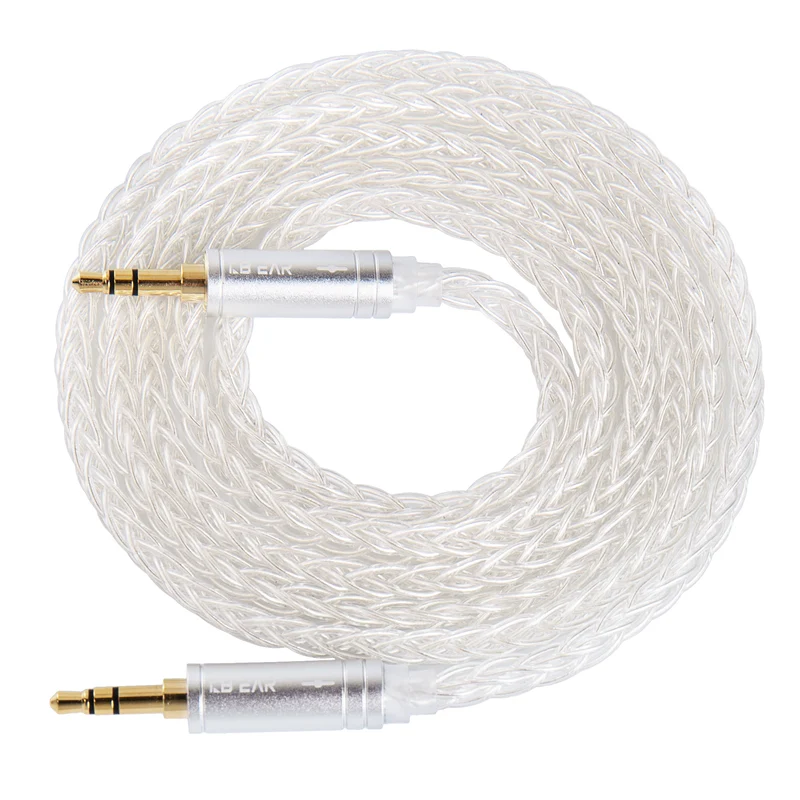 【KBEAR AUX08】4N 8 strands OFC Silver-Plated Hi-Fi AUX Cable 3.5MM, 1.2m Long