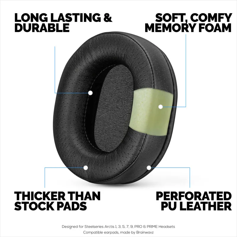 Pad Telinga Berlubang Penggantian Steelseries Arctis, Bahan Ditingkatkan & Buih Memori, Direka Untuk Arctis 1, 3, 5, 7, 9, Pro & Prime (Perf)