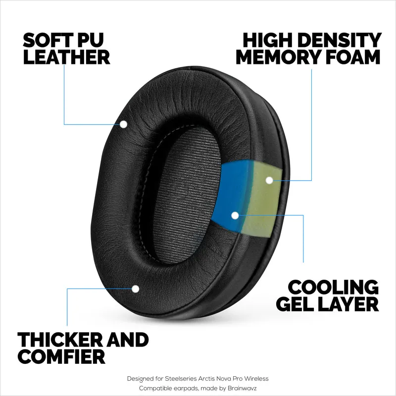 Pad Telinga Permainan Dipertingkat Steelseries Arctis dengan Gel Penyejuk & Buih Memori - Direka untuk Kebanyakan Set Kepala Arctis