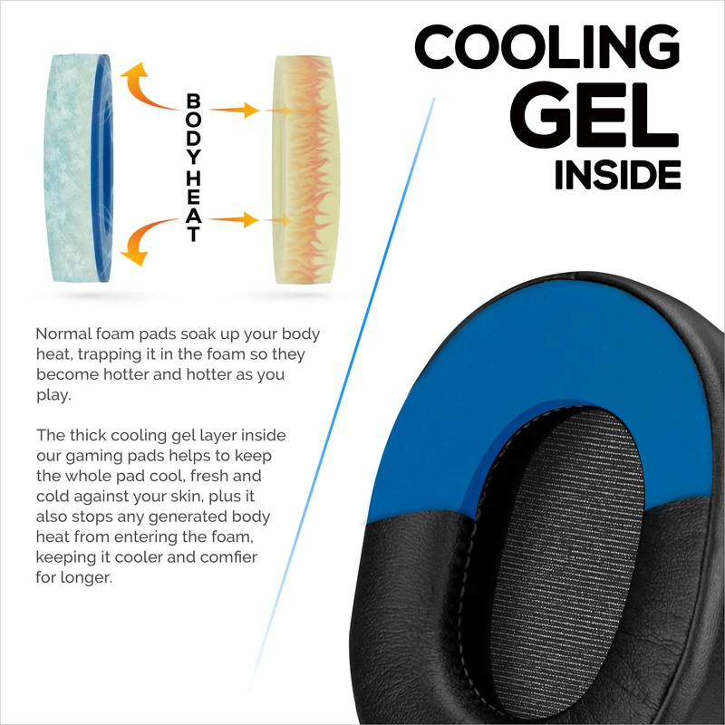Pad Telinga Permainan Dipertingkat Steelseries Arctis dengan Gel Penyejuk & Buih Memori - Direka untuk Kebanyakan Set Kepala Arctis