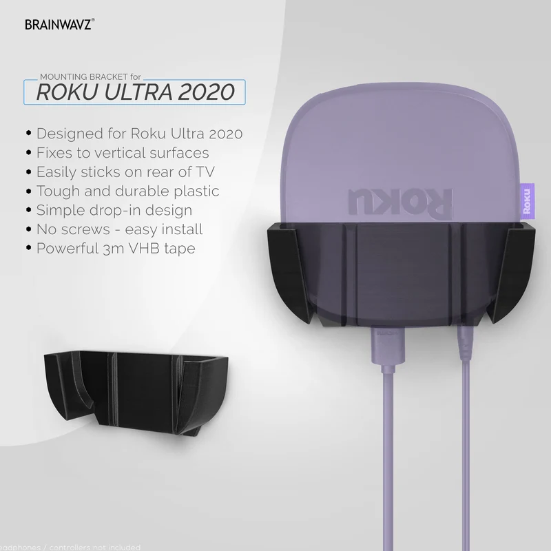 Roku Ultra 2020 Wand- und TV-Halterung - Klebehalterung, keine Schrauben oder Unordnung