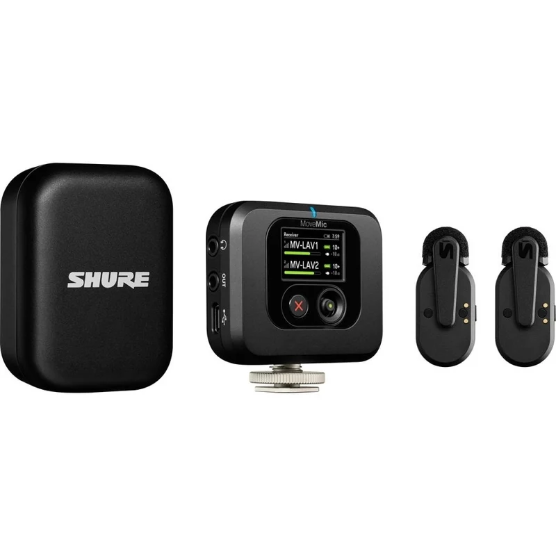Shure MOVEMIC TWO Wireless Lavs to Phone, Charge Case,