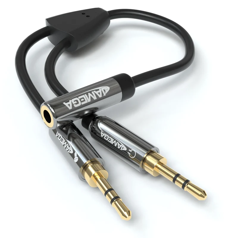 AUX Splitter - 3,5mm Klinkenbuchse auf 2x 3,5mm Mikrophon u Lautsprecher