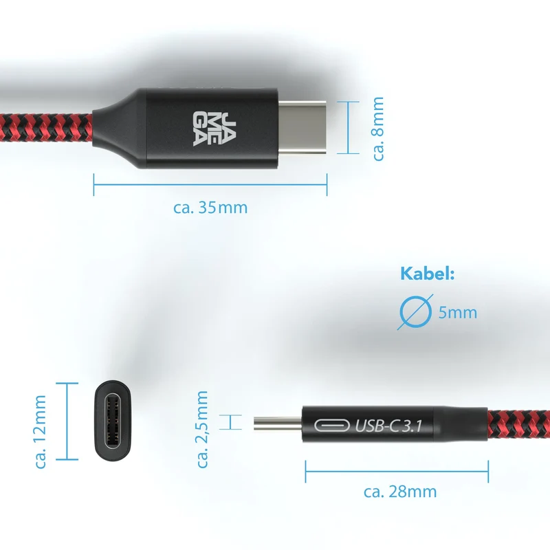 USB-C 3.1 male - USB C 3.1 male - 1,8m