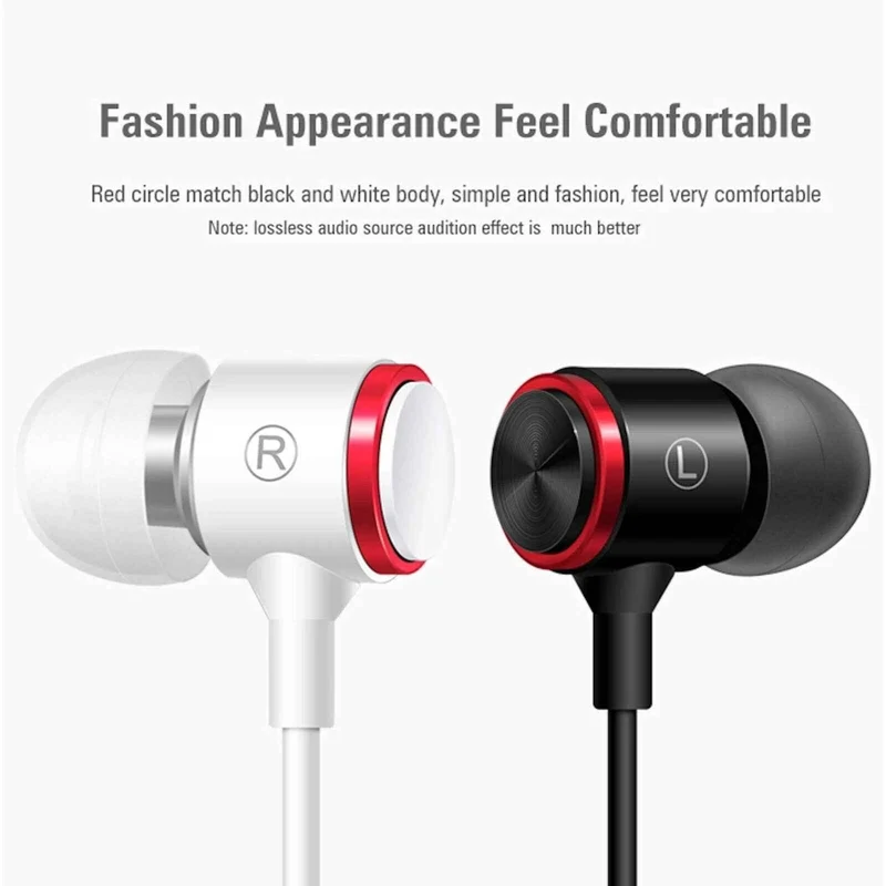 Mega Bass Premium In-Ear Earphone Headset Mic 3K-RSW9 Schwarz Weiss Rot + Bag