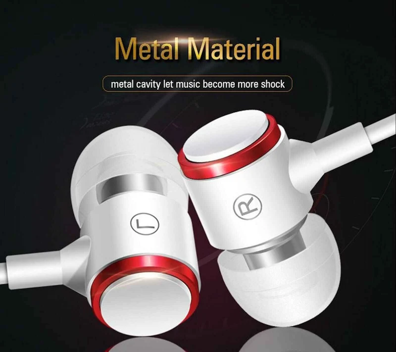 Mega Bass Premium In-Ear Earphone Headset Mic 3K-RSW9 Schwarz Weiss Rot + Bag