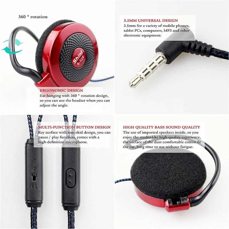 Shini S520 Sport Ohrbügel Kopfhörer Headset On-Ear Earphone Headphone Bass