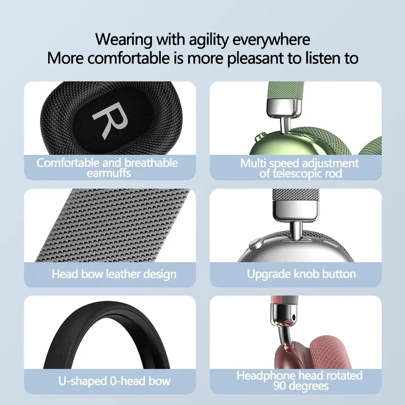 Wireless Bluetooth 5.4 Kopfhörer P959 ENC Over Ear Stereo Headset