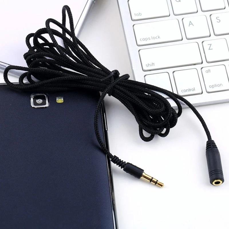 5m Audio Stereo Kopfhörer Verlängerungskabel 3,5mm Klinke Stecker > Buchse Stoff