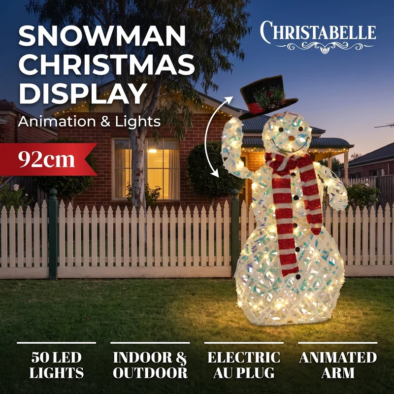Christabelle 92cm Snowman Christmas Light Up Display Animated LED Outdoor Indoor Yard Lawn Statue