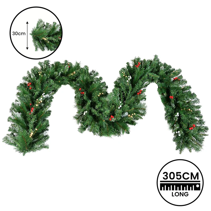 Christabelle 3.05m Christmas Garland with Berries Pine Tree Decoration Ornament