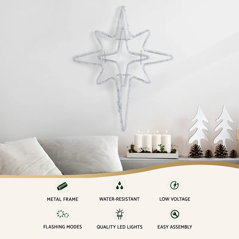 Jingle Jollys Christmas Lights 57cm Bethlehem Star 90 LED Xmas Decorations Motif