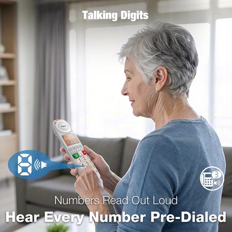 VTech 25450 CareLine DECT6.0 Cordless Phone with VSMART - White