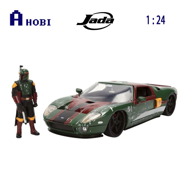Jada 1:24 Scale Star Wars 2005 Ford GT With Boba Fett Figure Diecast Car Model
