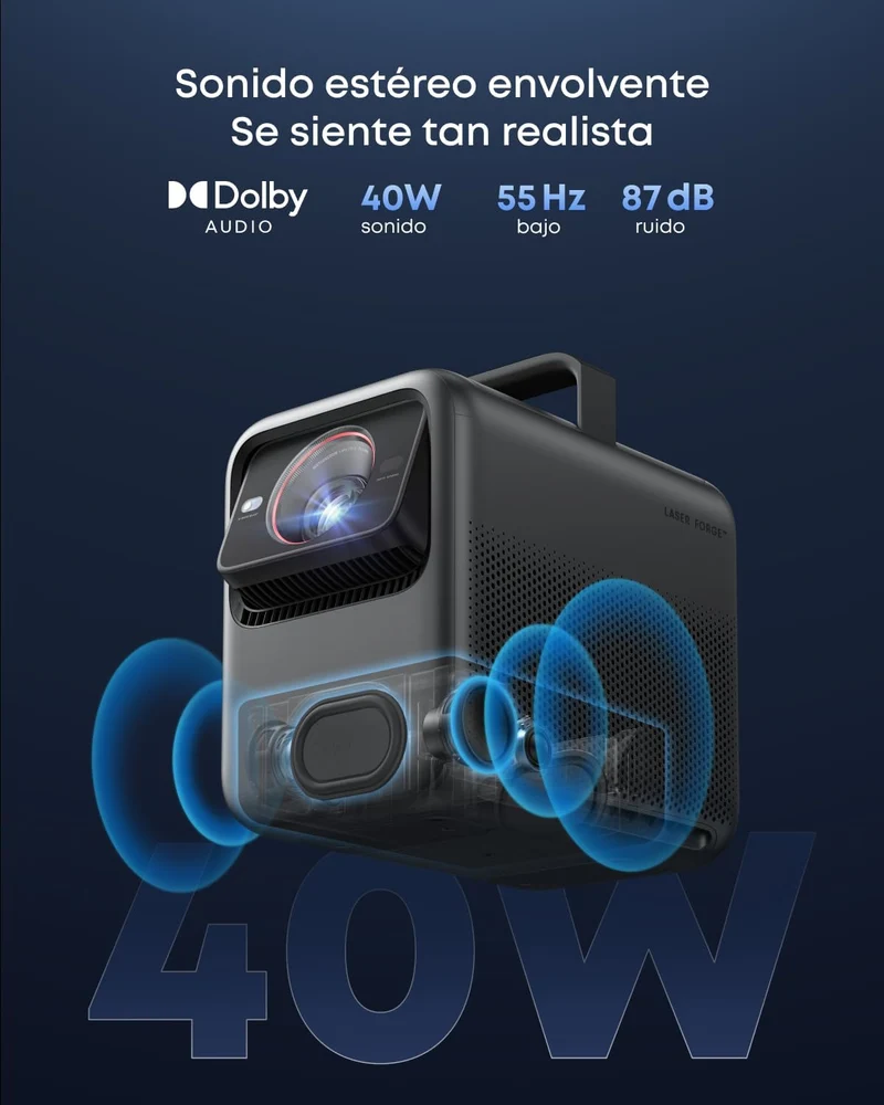 Nebula Proyector X1 4K Triple Láser, 3500 lúmenes ANSI, Contraste 56000:1, Sonido 40W, Zoom óptico, IA, Dolby Vision, Pantalla 300", Gimbal Interno, GTV, portátil