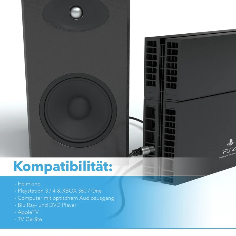 Toslink Kabel / LWL / Metal Plug - Variation "eBW"