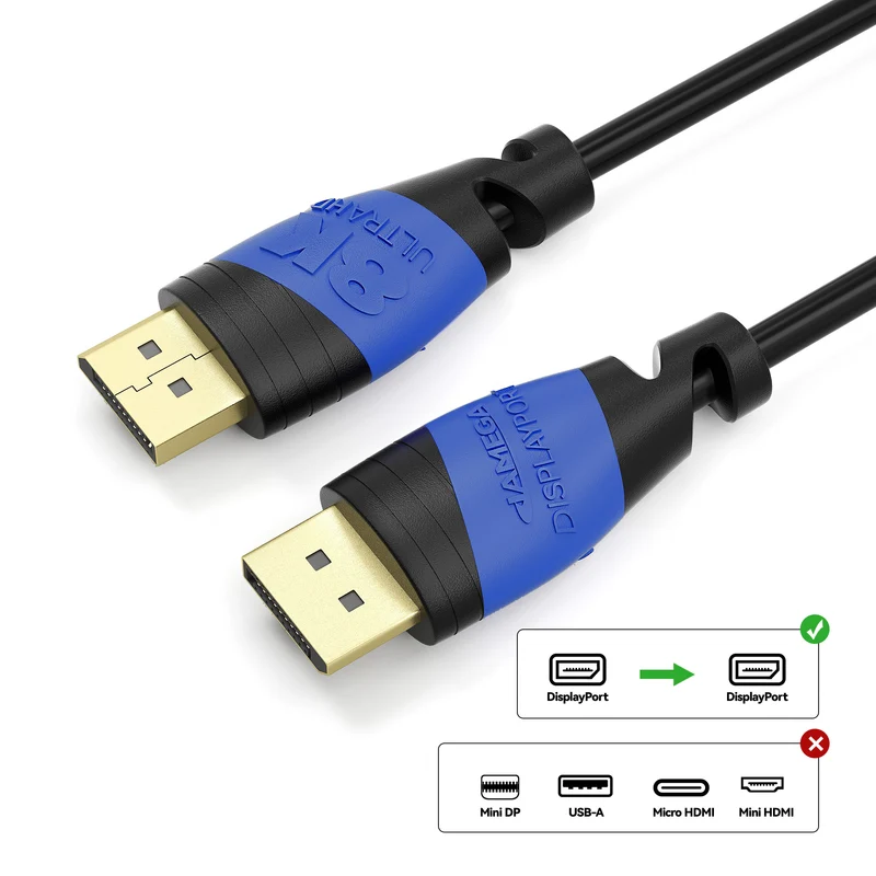 Displayport Kabel 1.4 Plug Schwarz/Blau - Variation