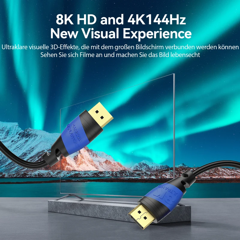 Displayport Kabel 1.4 Plug Schwarz/Blau - Variation