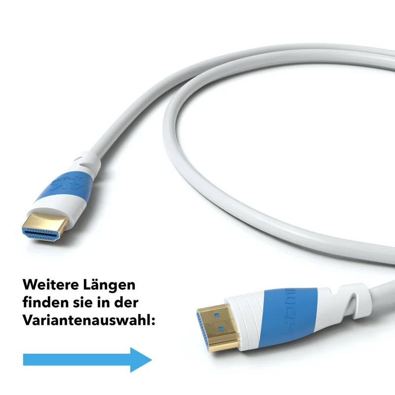 4K U-HD 2.0 HDMI Kabel - Plug Weiß/Blau - Variation "eBW"