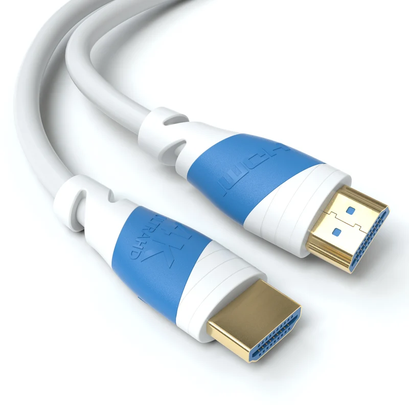 4K U-HD 2.0 HDMI Kabel - Plug Weiß/Blau - Variation "eBW"