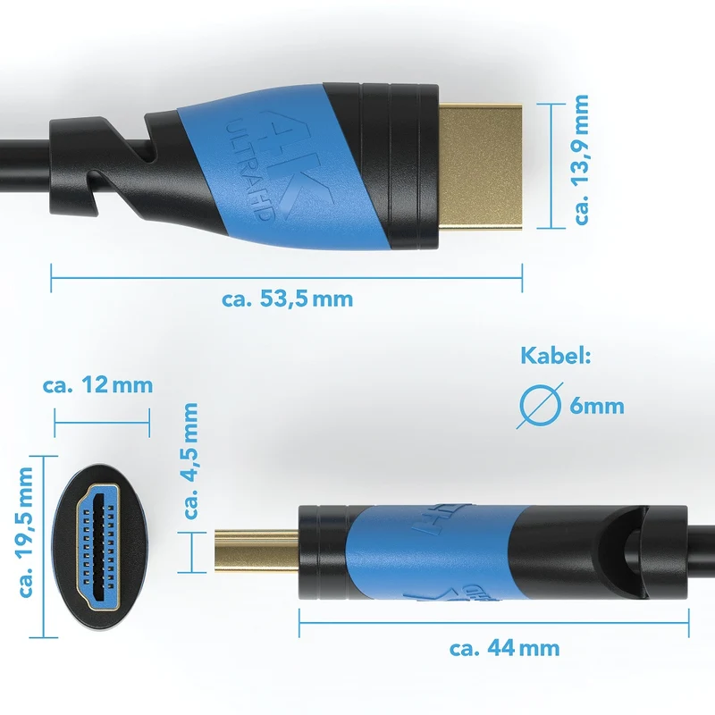4K U-HD 2.0 HDMI Kabel - Plug Schwarz/Blau - Variation "eBW"