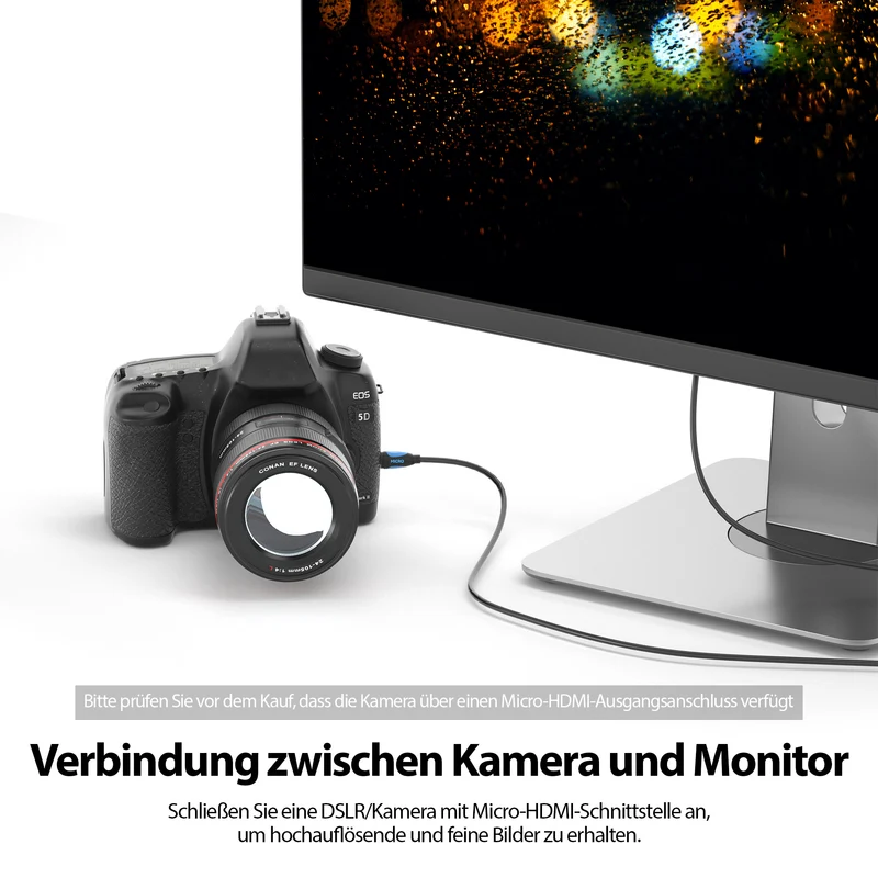 micro HDMI zu HDMI Kabel - schwarz/blau - Variation "eBW"
