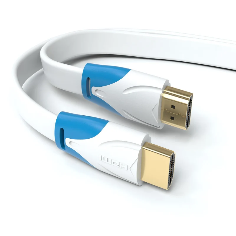 HDMI Kabel 1.4a _Flach_ - Plug weiß/blau - Variation "eBW"