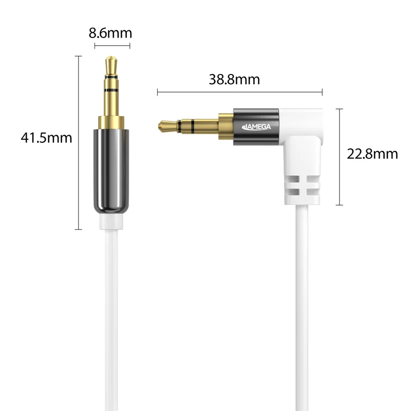 AUX Kabel 3,5mm 90° Winkel - *Weiß* - Variation