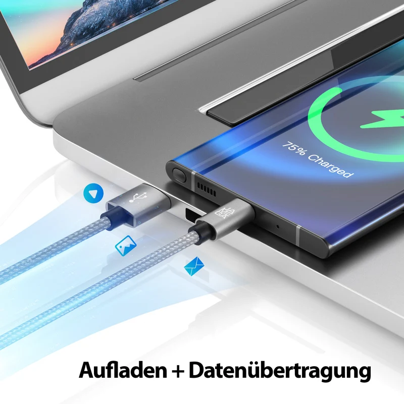 USB-C - USB A | Nylon + Metal Shell | *NEW MODEL* - Silver - Variante "eBW"