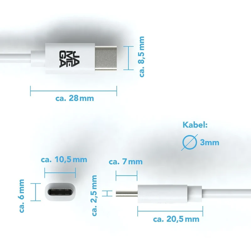USB C Kabel | Unicolor | *NEW MODEL* - White - Variante "eBW"