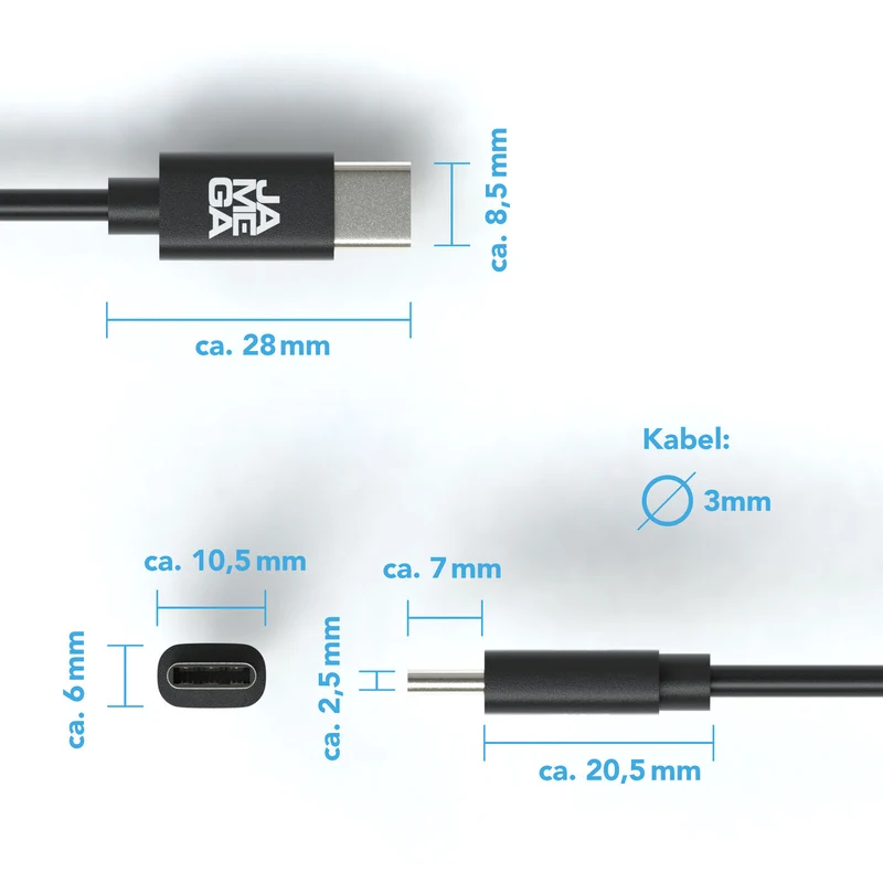 USB C Kabel | Unicolor | *NEW MODEL* - Black - Variante "eBW"