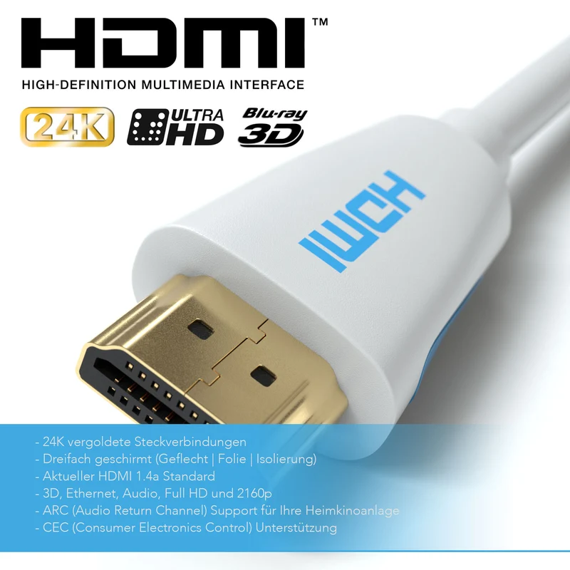 HDMI Kabel 2.0 - New 4K Model - *WHITE* - Variante "eBW"