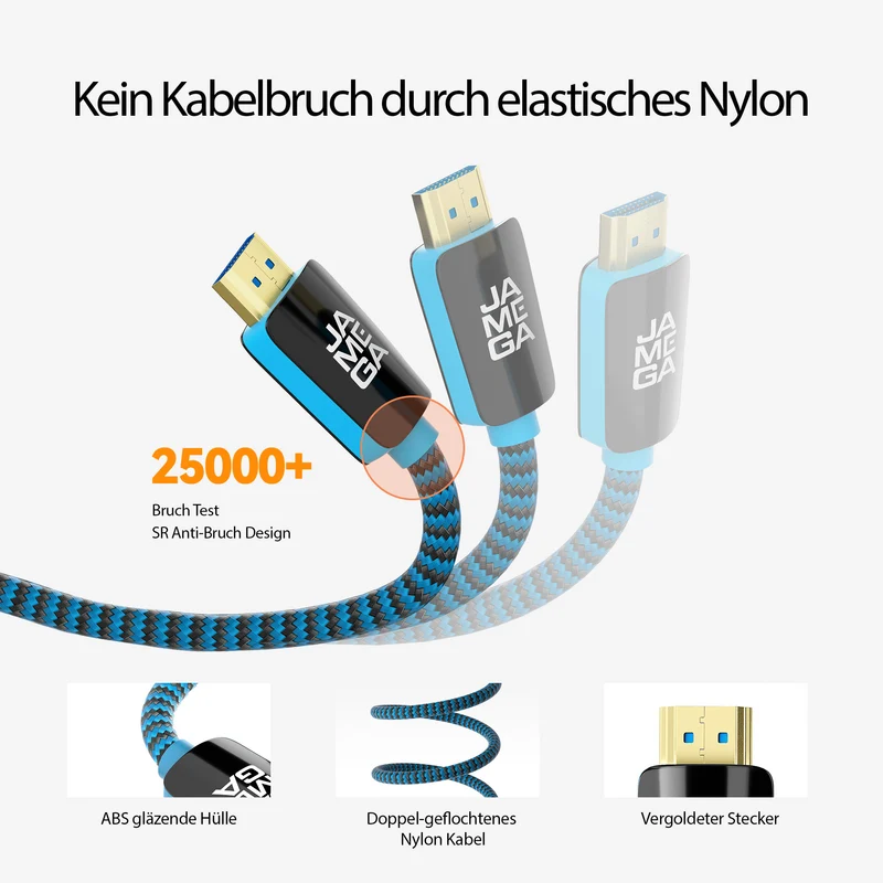 Premium HDMI 2.1 Kabel - Blau - Variation "eBW"