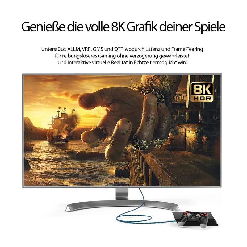 Premium HDMI 2.1 Kabel - Blau - Variation "eBW"