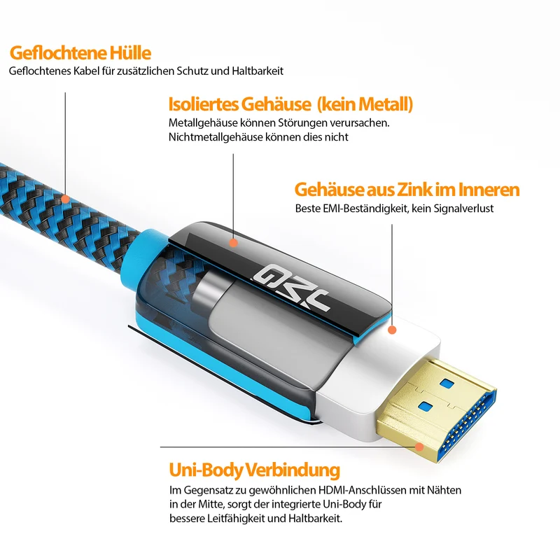 Premium HDMI 2.1 Kabel - Blau - Variation "eBW"