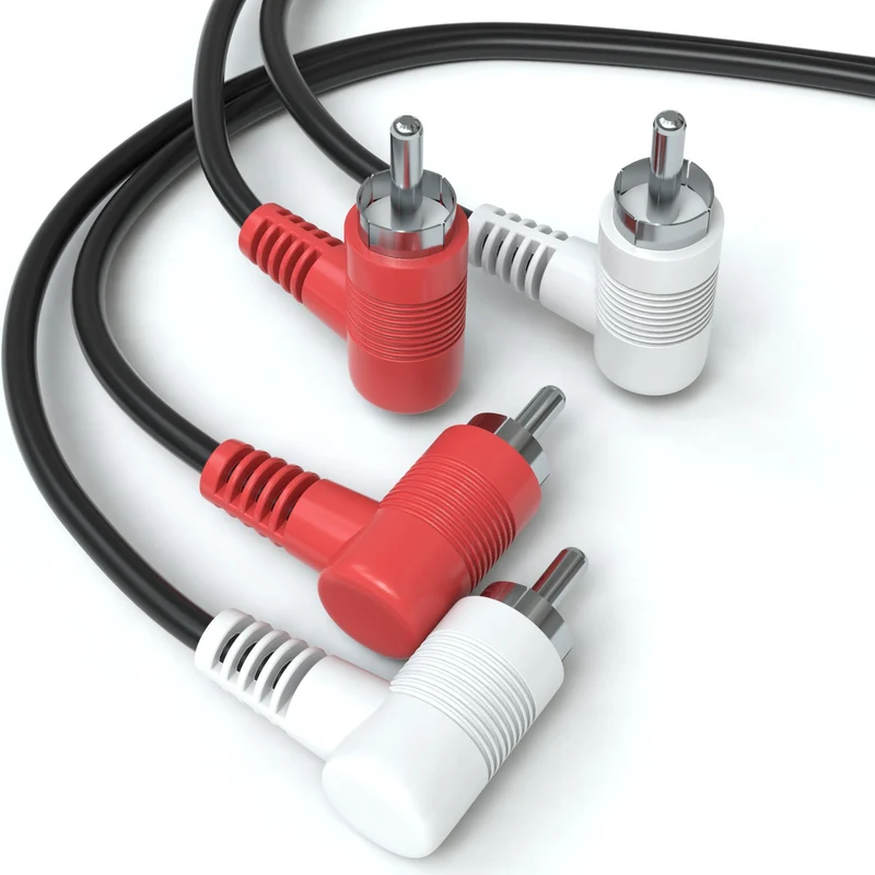 2x Cinch Stecker 90° winkel auf 2x Cinch Stecker 90° winkel Kabel - Variation "eBW"