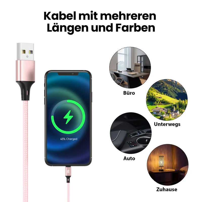 iPhone charging cable new generation cotton / rosegold - Variation