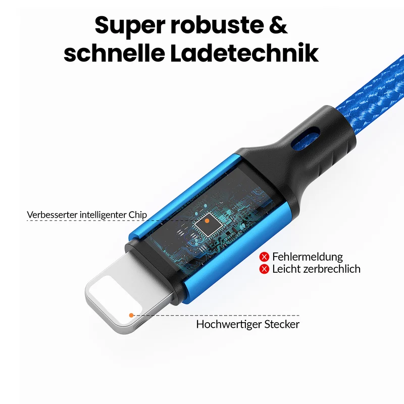 iPhone charging cable new generation cotton / blue - Variation