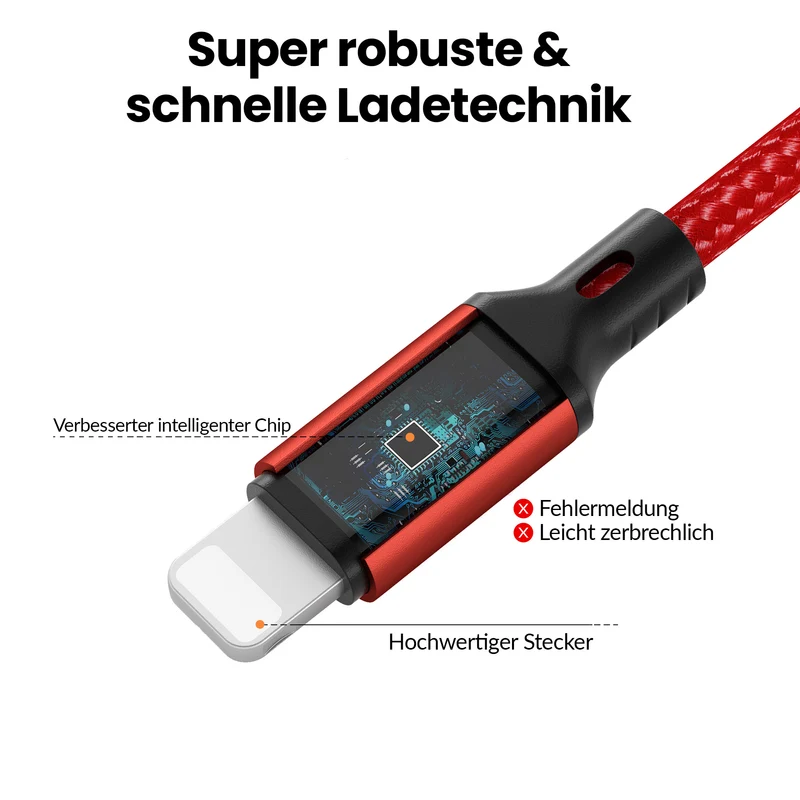 iPhone charging cable new generation cotton / red - Variation