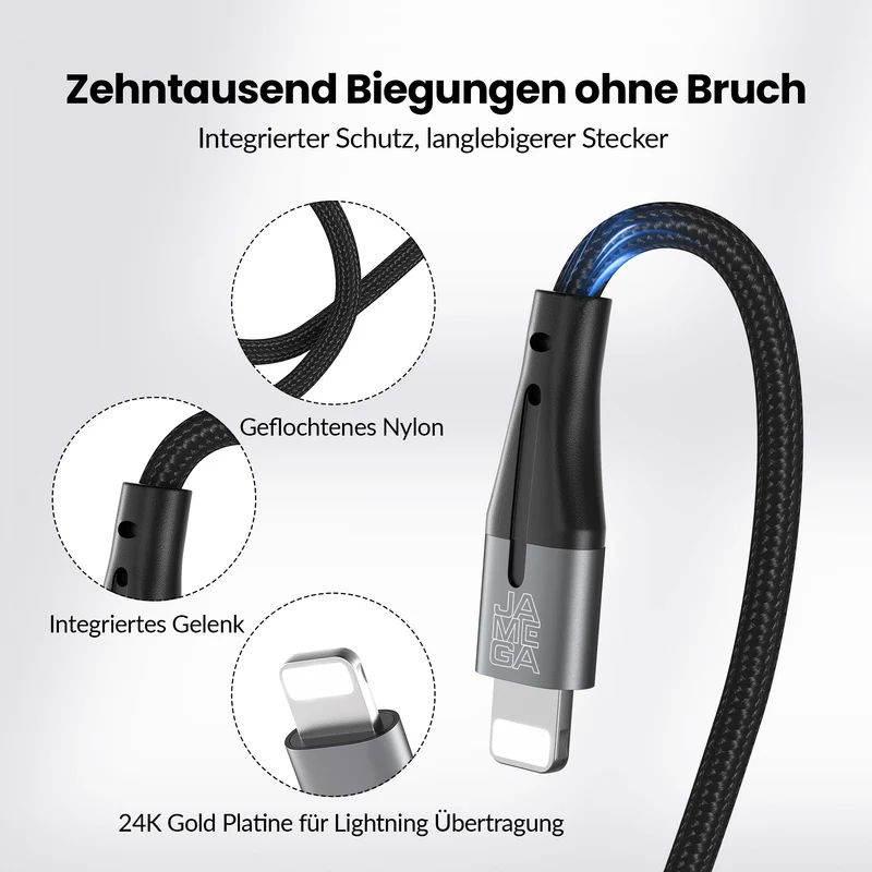 USB C to Lightning Cable Nylon | black - Variation