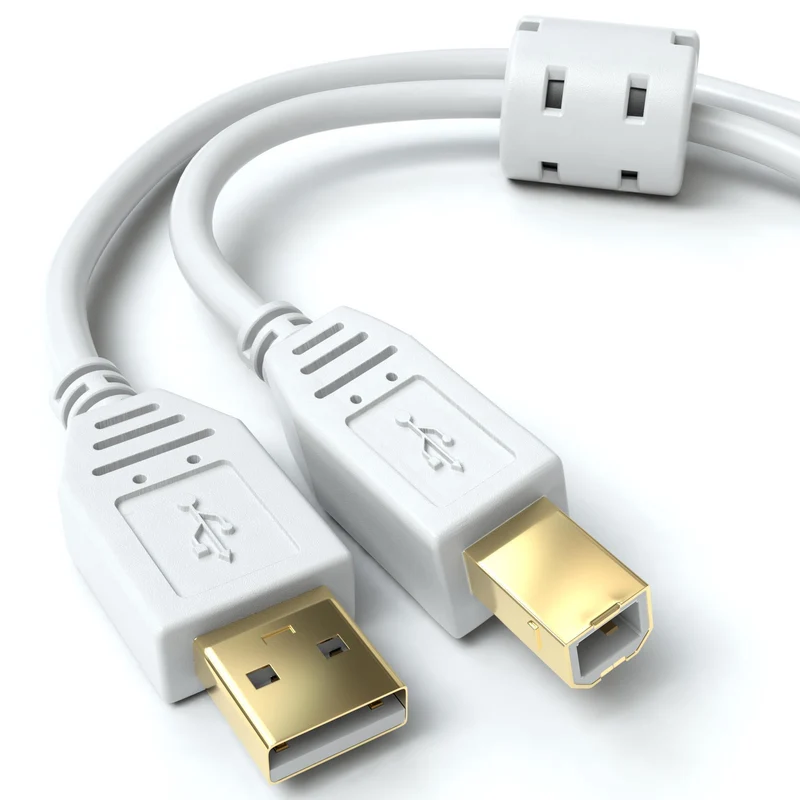 USB-A zu USB-B, Ferrit, Weiß - S-Impuls Variante