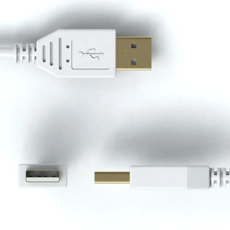 USB-A zu USB-B, Gold, Weiß - S-Impuls Variante