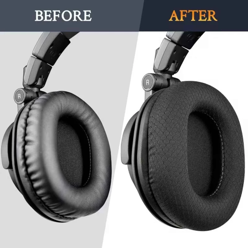 Ersatz Ohrpolster Audio Technica ATH M50X M40X M30X M20X MSR7 SX1 schwarz Mesh