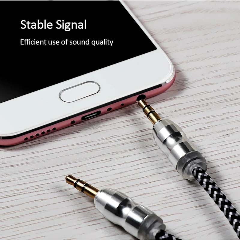 Premium Stereo Kopfhörer Anschlusskabel Nylon 1m 3,5mm Klinke Stecker>Stecker T2