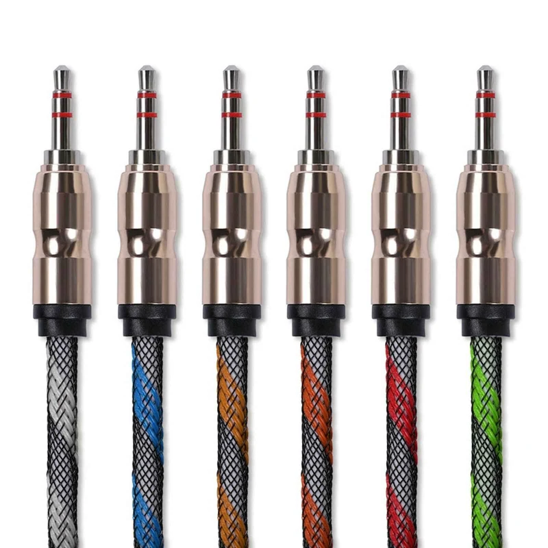 Premium Stereo Kopfhörer Anschlusskabel Nylon 1m 3,5mm Klinke Stecker>Stecker T1