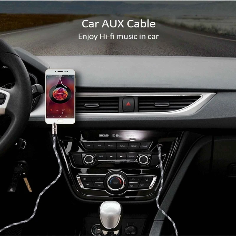 Premium Stereo Kopfhörer Anschlusskabel Nylon 1m 3,5mm Klinke Stecker>Stecker T1