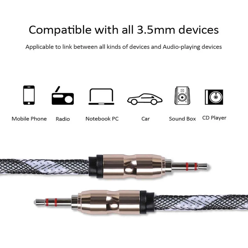 Premium Stereo Kopfhörer Anschlusskabel Nylon 1m 3,5mm Klinke Stecker>Stecker T1