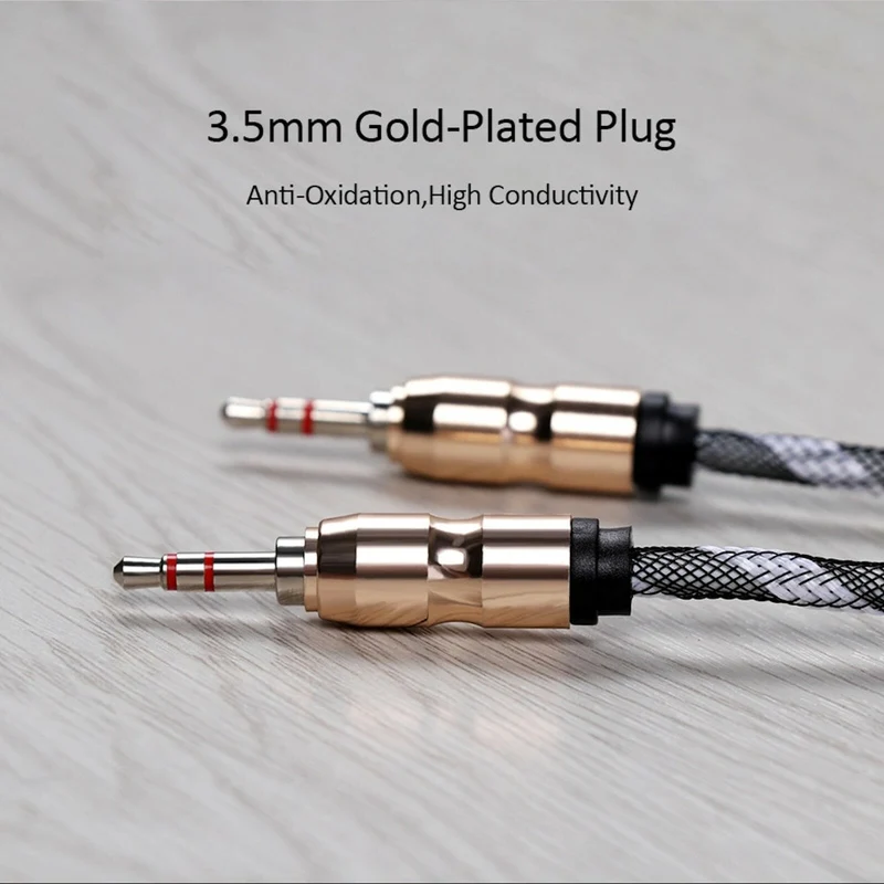 Premium Stereo Kopfhörer Anschlusskabel Nylon 1m 3,5mm Klinke Stecker>Stecker T1